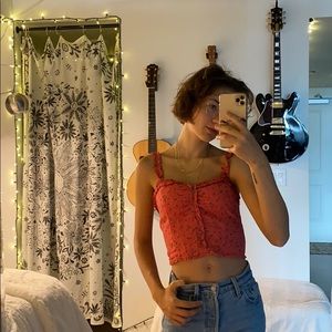 Floral Coral Crop Top